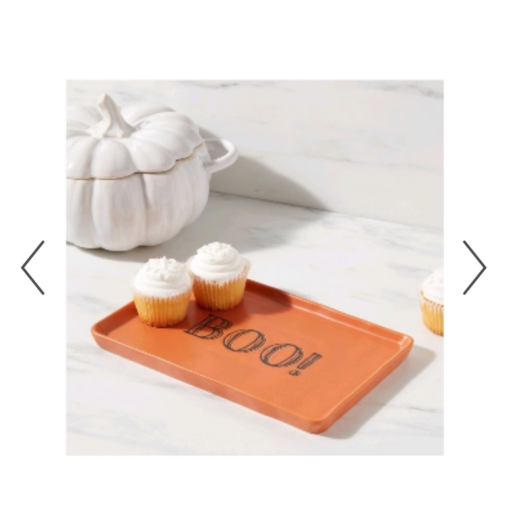 Threshold halloween Boo stoneware serving platter - orange and black